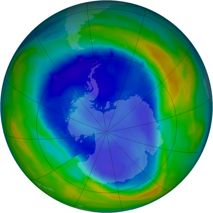 Antarctic ozone map for 02 September 2013